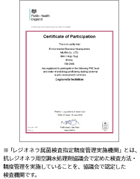 レジオネラ属菌検査指定精度管理実施機関に認定・登録
