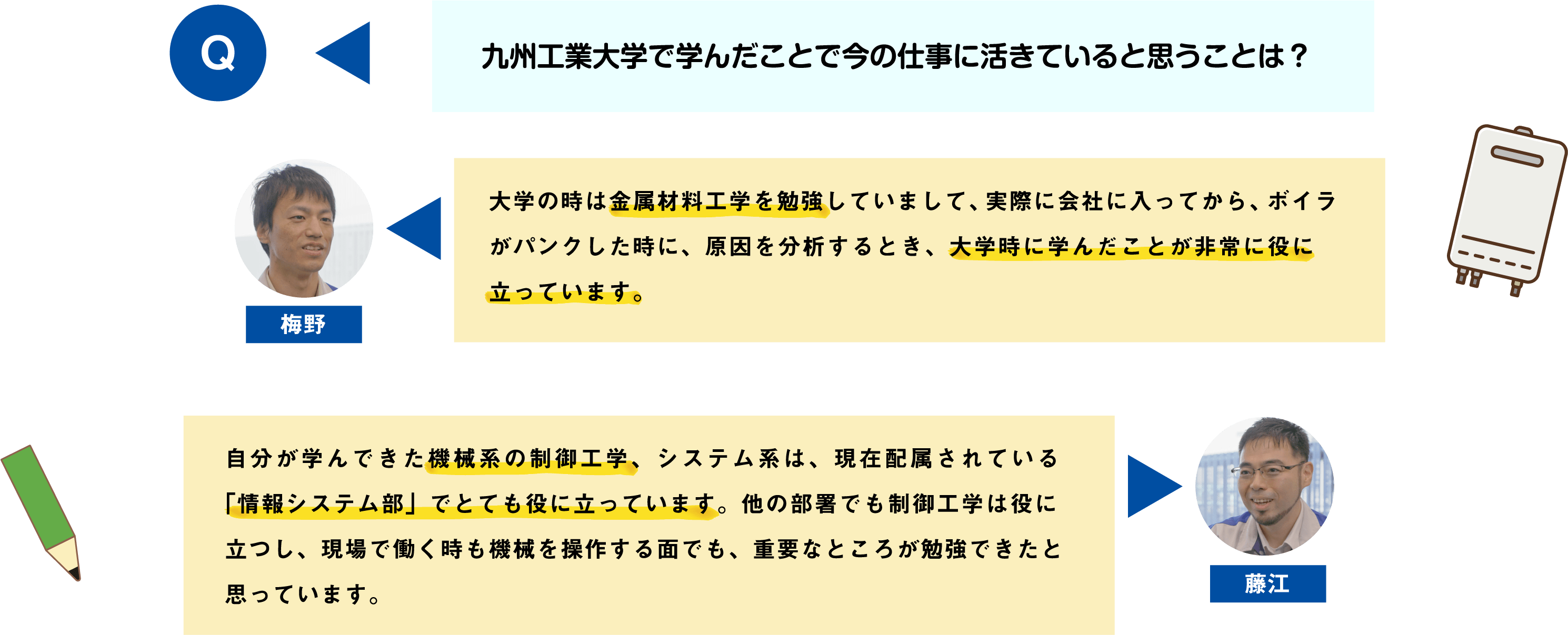 九州工業大学で学んだことで今の仕事に活きていると思うことは？