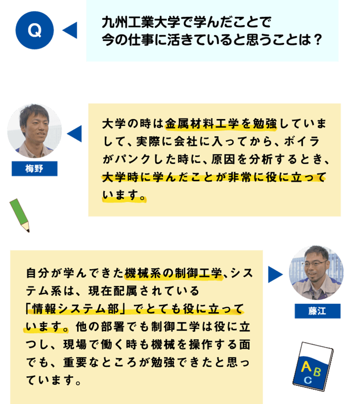 九州工業大学で学んだことで今の仕事に活きていると思うことは？