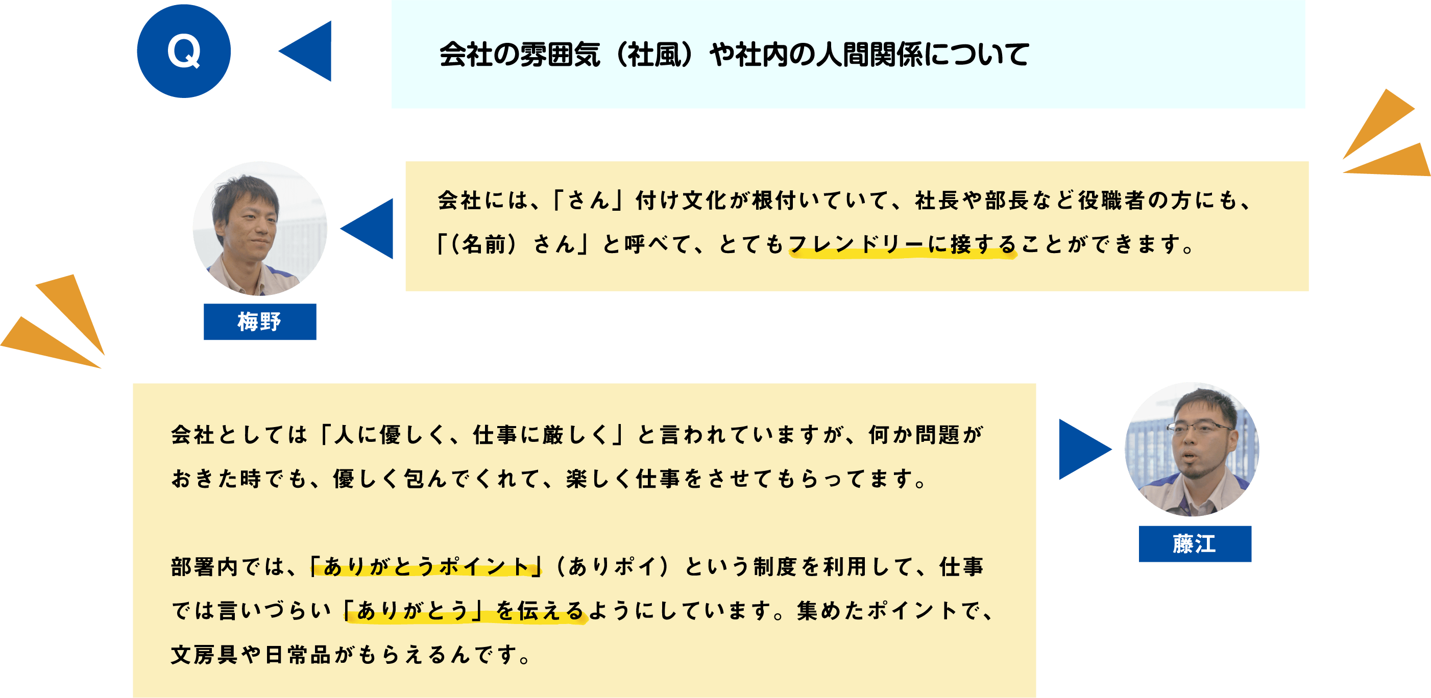 会社の雰囲気（社風）や社内の人間関係について